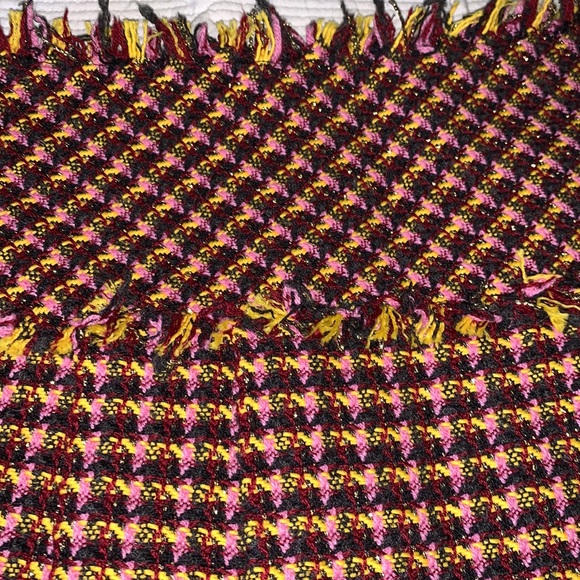 IBlues Pleated Houndstooth Print Multi Colors Tweed Short  Skirt - Picture 5 of 11